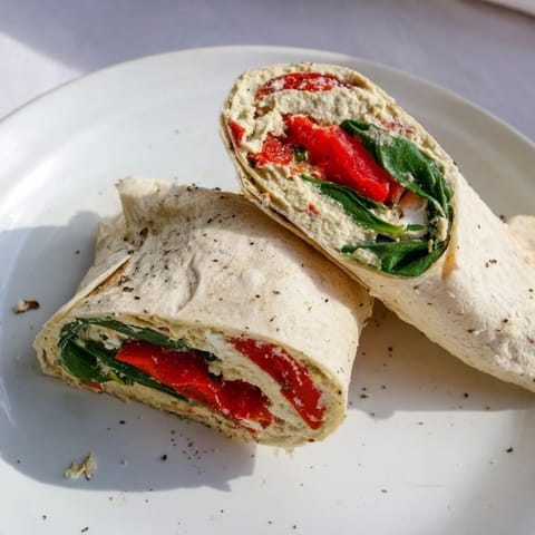 Mediterranean Veggie Wrap with feta cheese and crisp vegetables on a soft tortilla, perfect for lunch.  