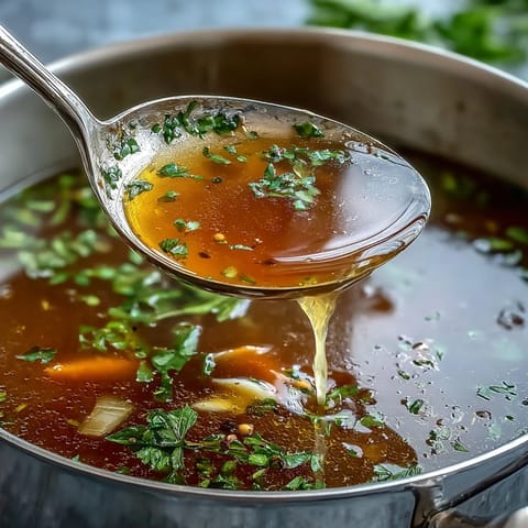 Ready-to-use vegetable broth from scraps stored in clear glass jars in the fridge.  