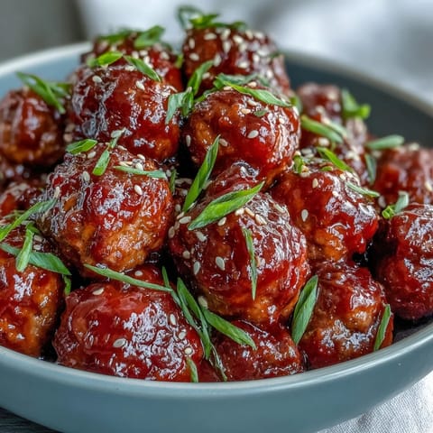Easy Sweet and Sour Crock Pot Meatballs simmer in a glossy, tangy sauce made with peach preserves inside a slow cooker.