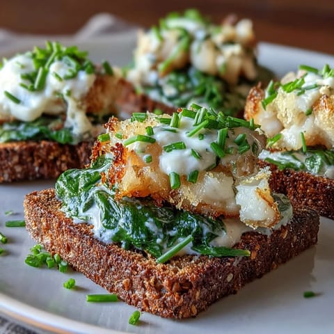Freshly toasted rye toasts topped with tender smoked haddock and creamy spinach for a savory morning meal.