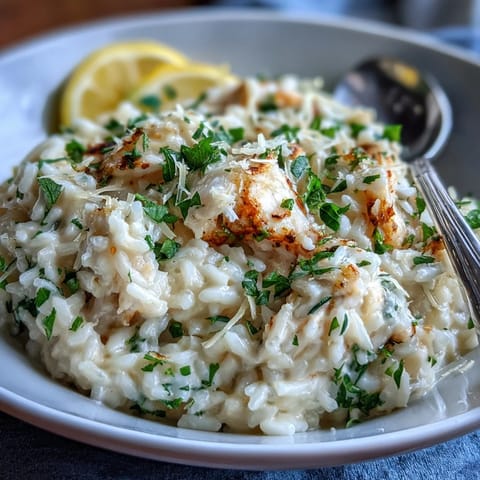 A close-up of Smoked Haddock Risotto in a skillet, showing Parmesan and lemon zest details.