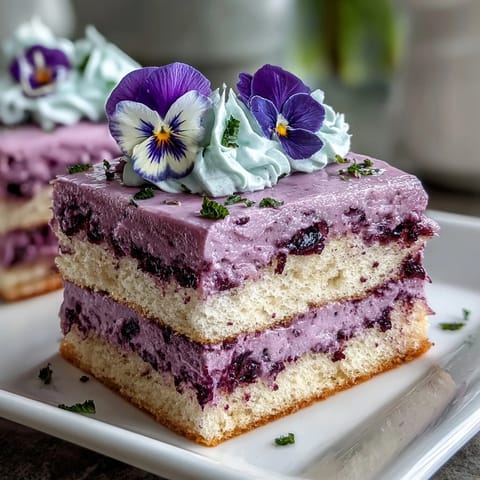 Elegant vanilla cake adorned with pressed edible flowers, perfect for spring celebrations.