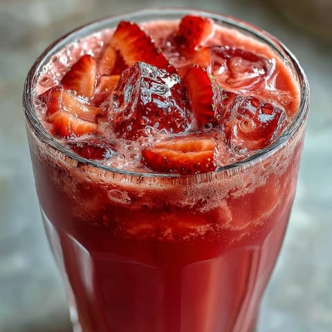 Creamy coconut milk blends with tangy açaí and sweet strawberries in this easy, vegan pink drink perfect for summer sipping.