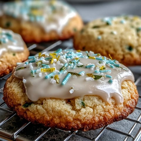 Soft lemon sugar cookies with pastel glaze, perfect for spring gatherings and Easter celebrations.