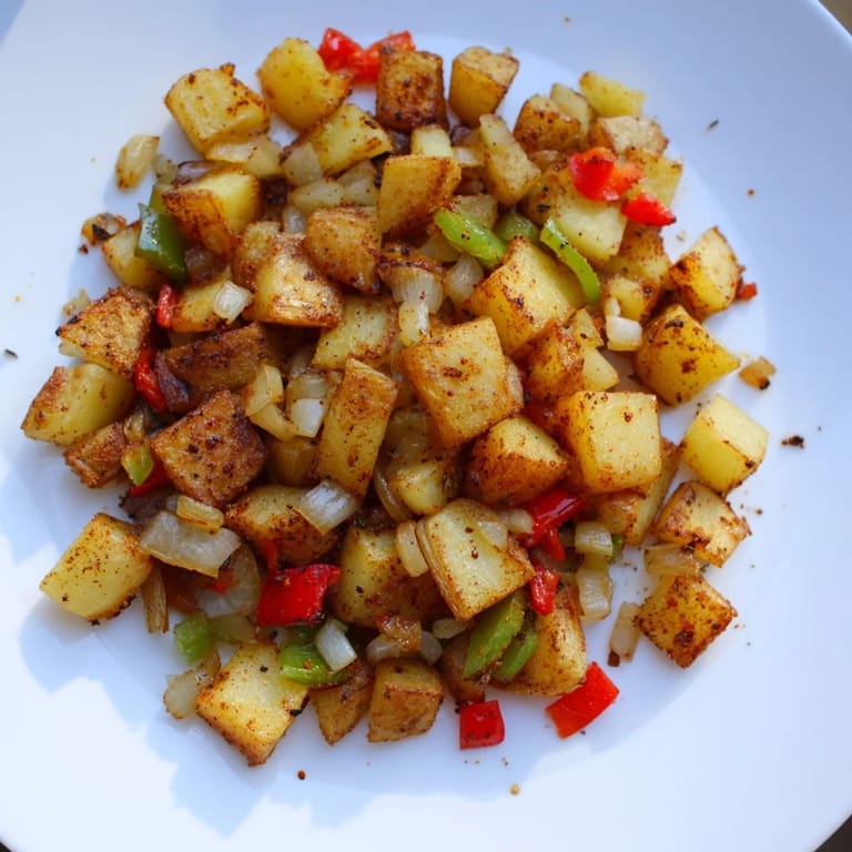 Delicious and flavorful home fries, a simple side dish featuring tender potatoes with savory seasonings.