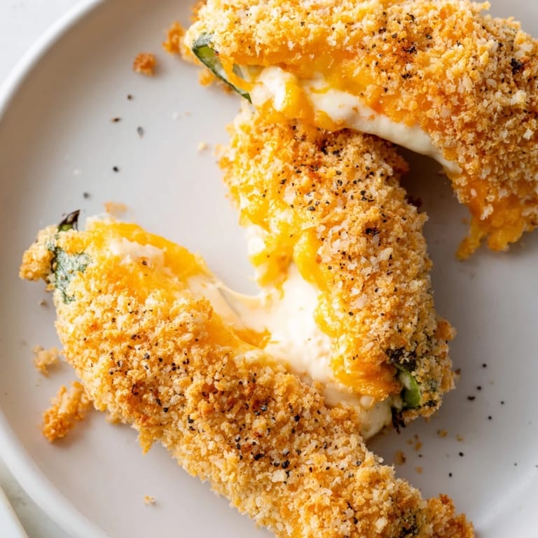 These delicious jalapeño poppers are perfectly crispy, with oozing cheese, perfect for snacking at home.