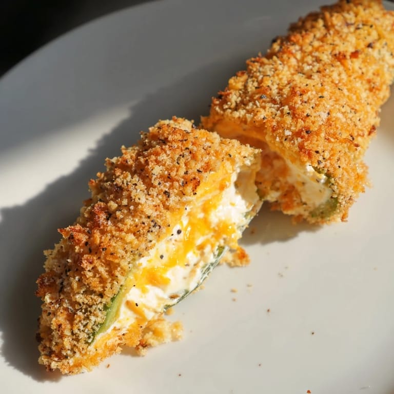 Spicy jalapeño poppers, offering a satisfying crunch from the breading and a cheesy, flavorful core.