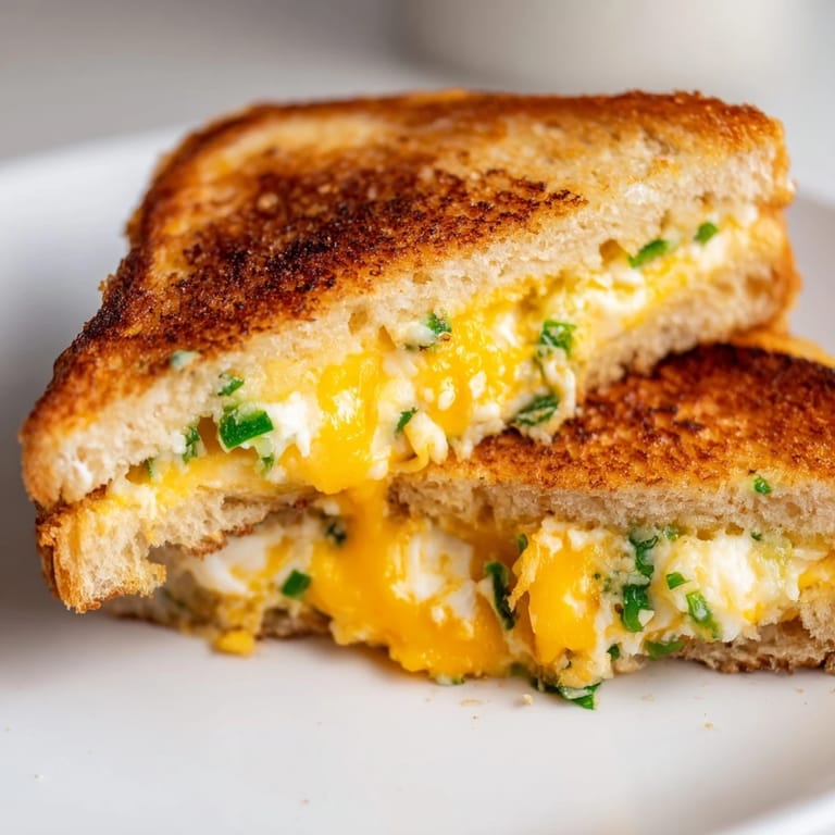 Melted cream cheese and sharp cheddar ooze from buttery toasted bread in this Jalapeño Popper Grilled Cheese.