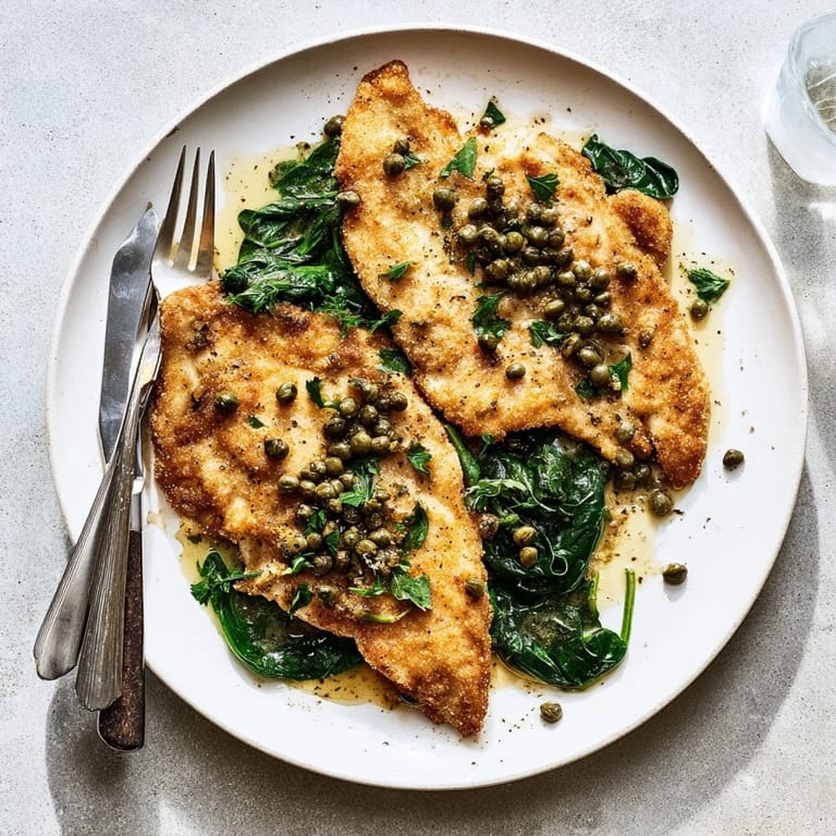 Spinach Lemon Butter Chicken garnished with parsley and lemon slices over wilted greens, perfect for weeknight dinners.