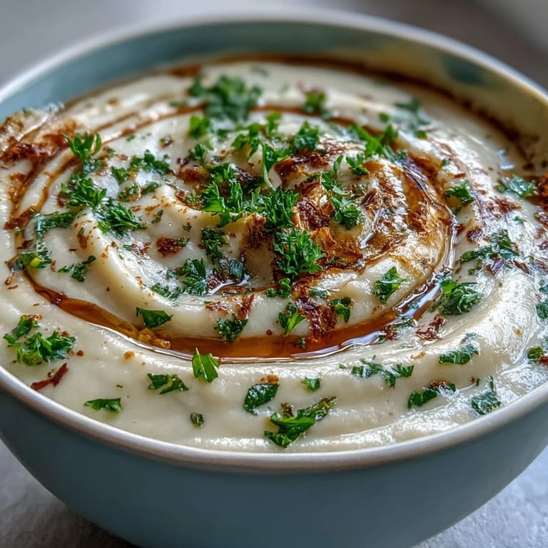 Golden roasted parsnips and fresh chives garnish this velvety parsnip and herb soup, ideal for cozy fall evenings.