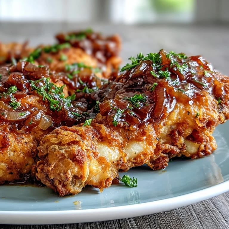 3. Classic Soul Food Smothered Chicken with caramelized onion gravy, fork-tender chicken in a rich, savory sauce perfect for family meals.