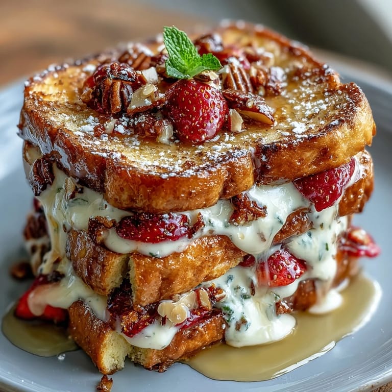 Warm Strawberry French Toast Bake featuring fluffy bread, ripe strawberries, and a rich vanilla custard, baked to golden perfection for brunch.